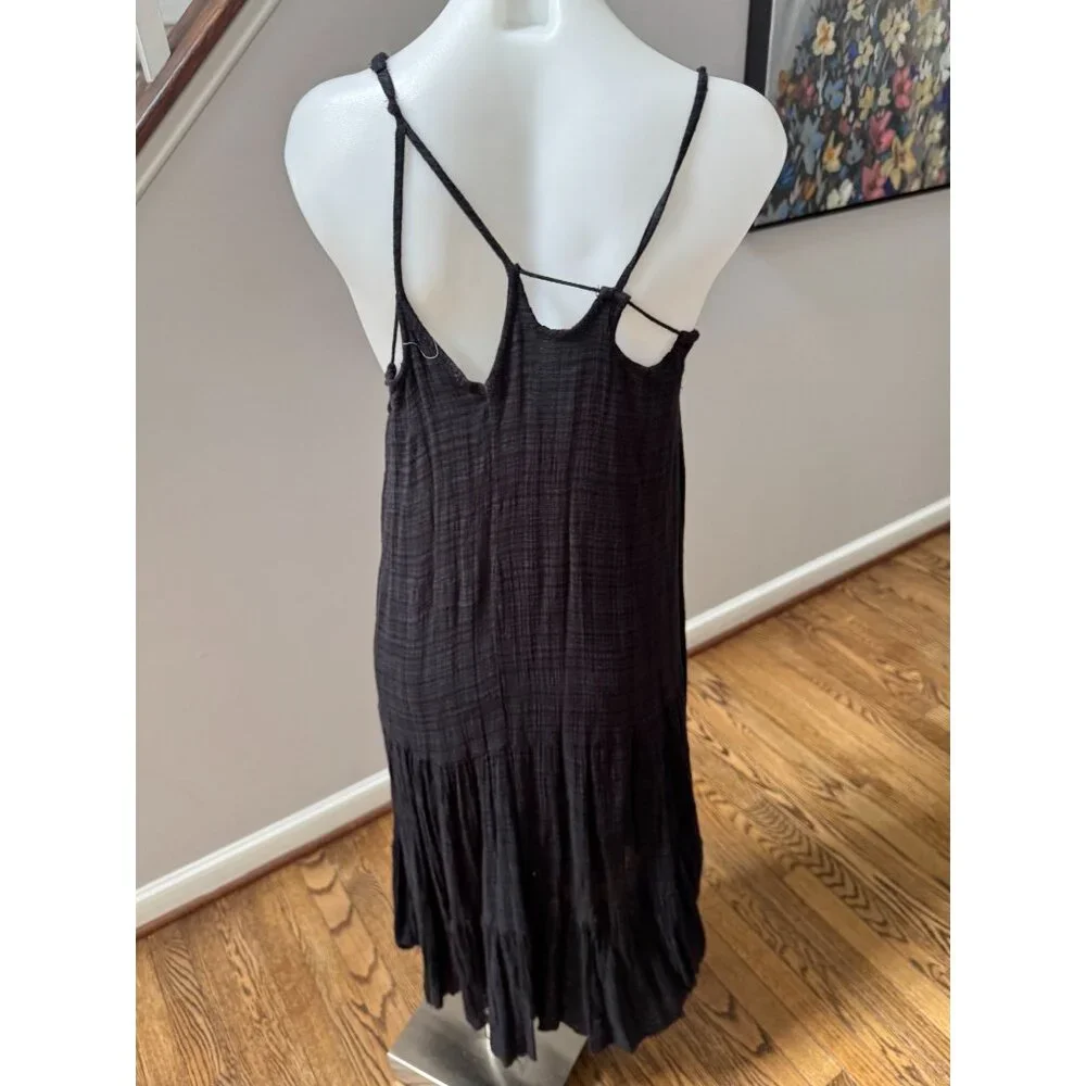 Free People FP One Cotton Gauze Cut Out Strappy Midi Dress Black Size XS - Picture 4 of 4